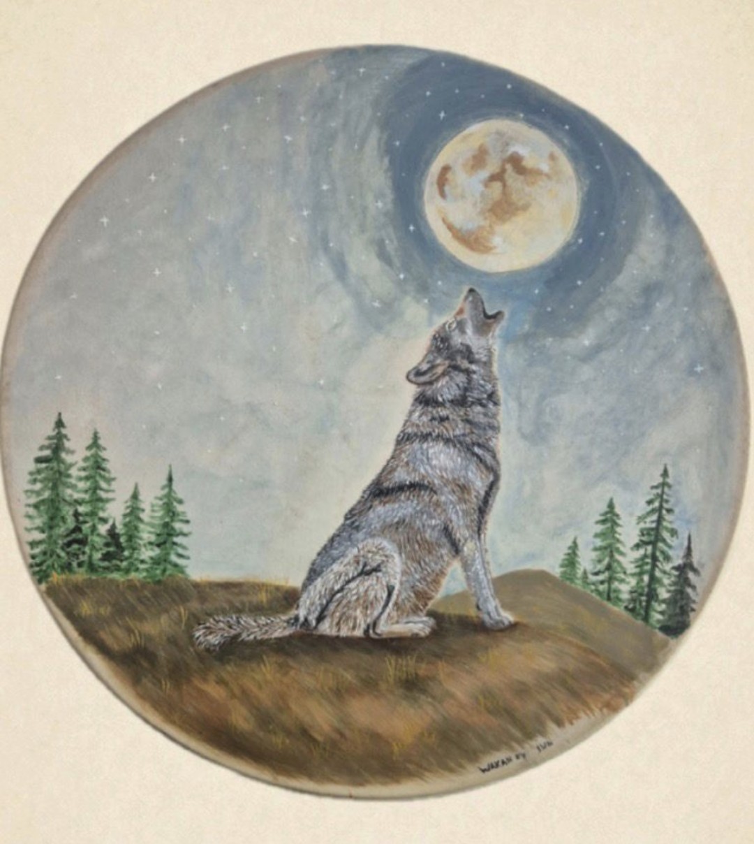 Wolf huilt naar de maan
