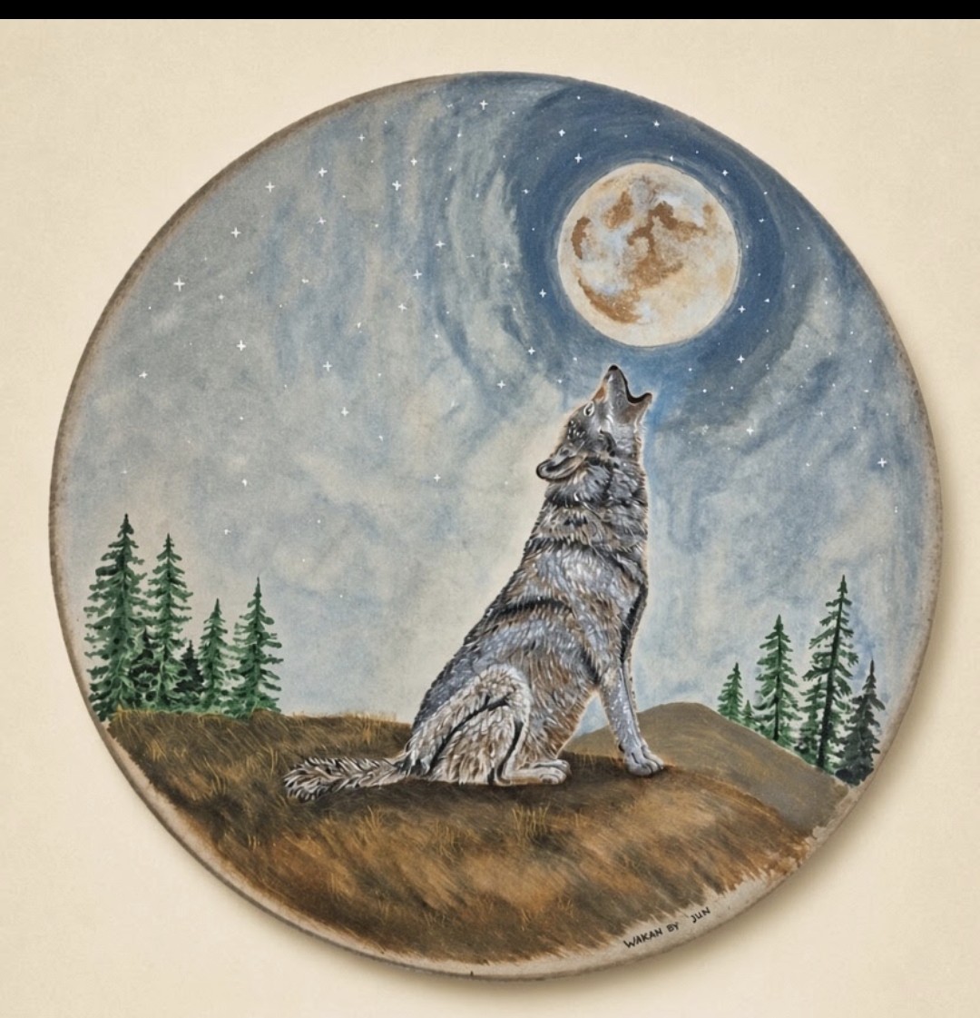 Wolf huilt naar de maan